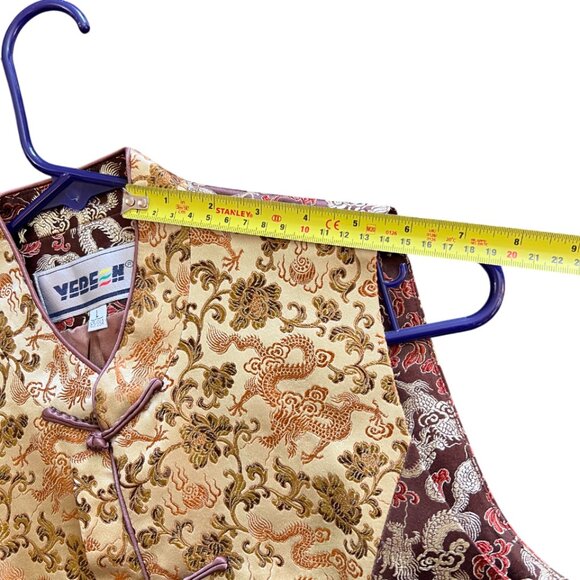 Beautiful (YERE H) Asian Style Dragon Floral Gold and Orange Corset Vest - Picture 13 of 16